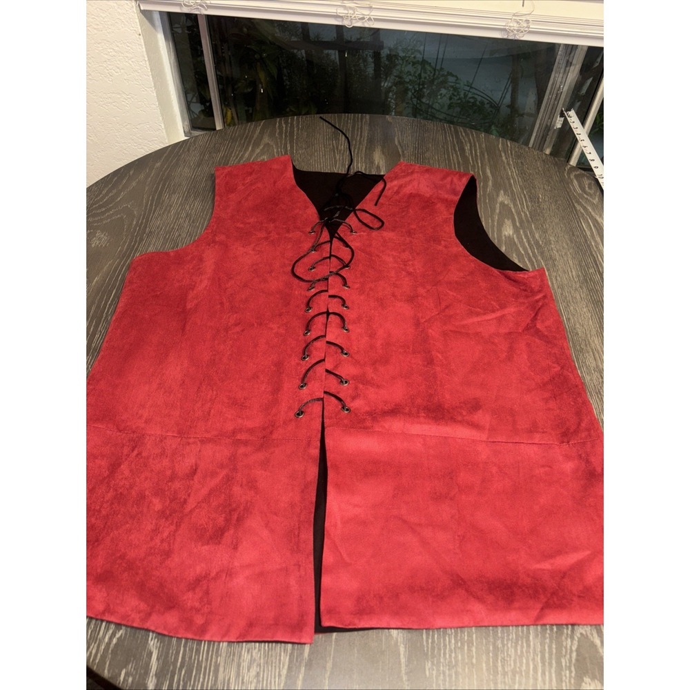 Faux Suede Lace Up Top Women Size XXL   burgundy Sleeveless Boho Western Festiva